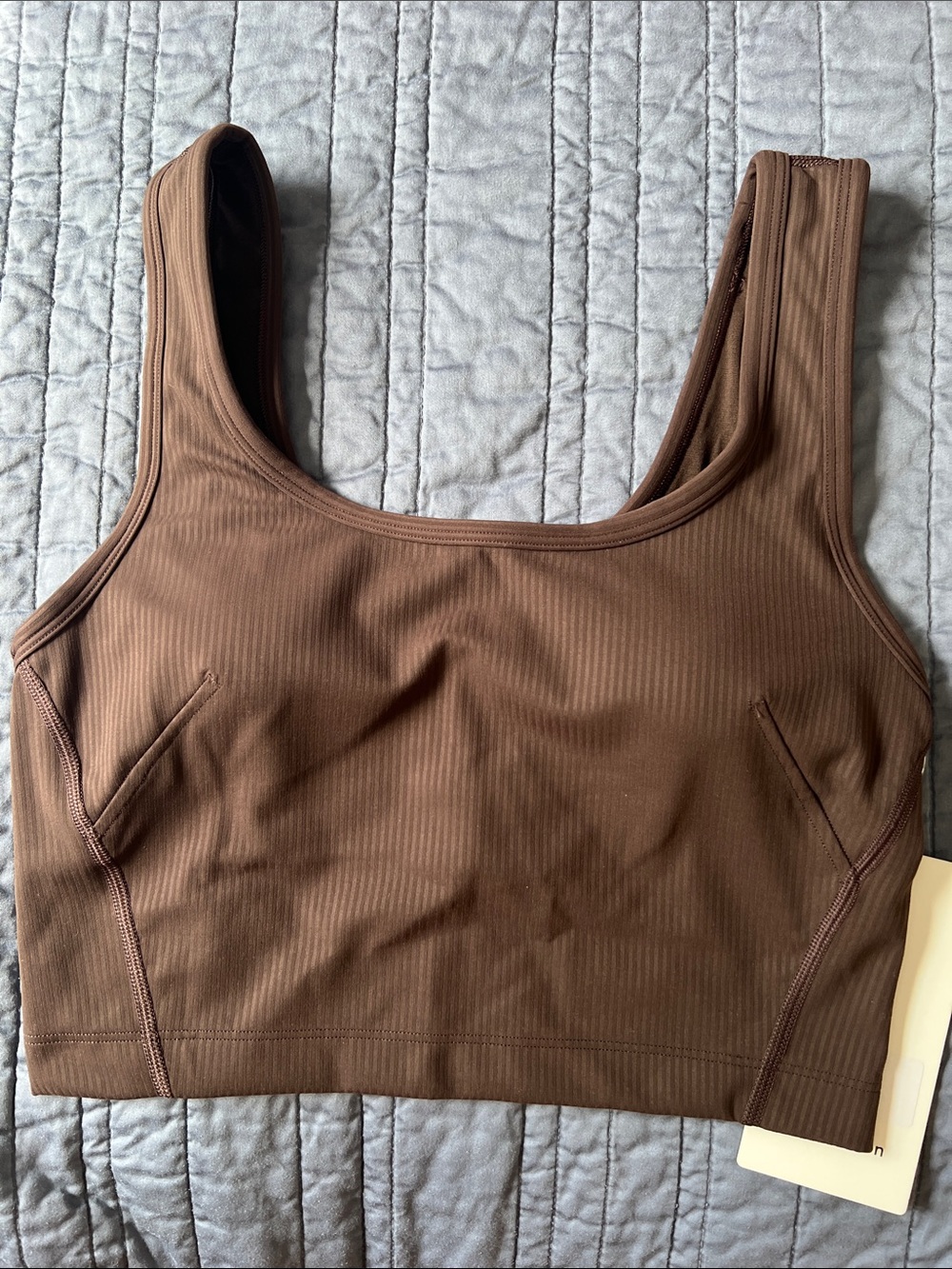 Lululemon Espresso Brown Scoop Neck Bra Tanks Ribbed Size 8 New With Tags NWT